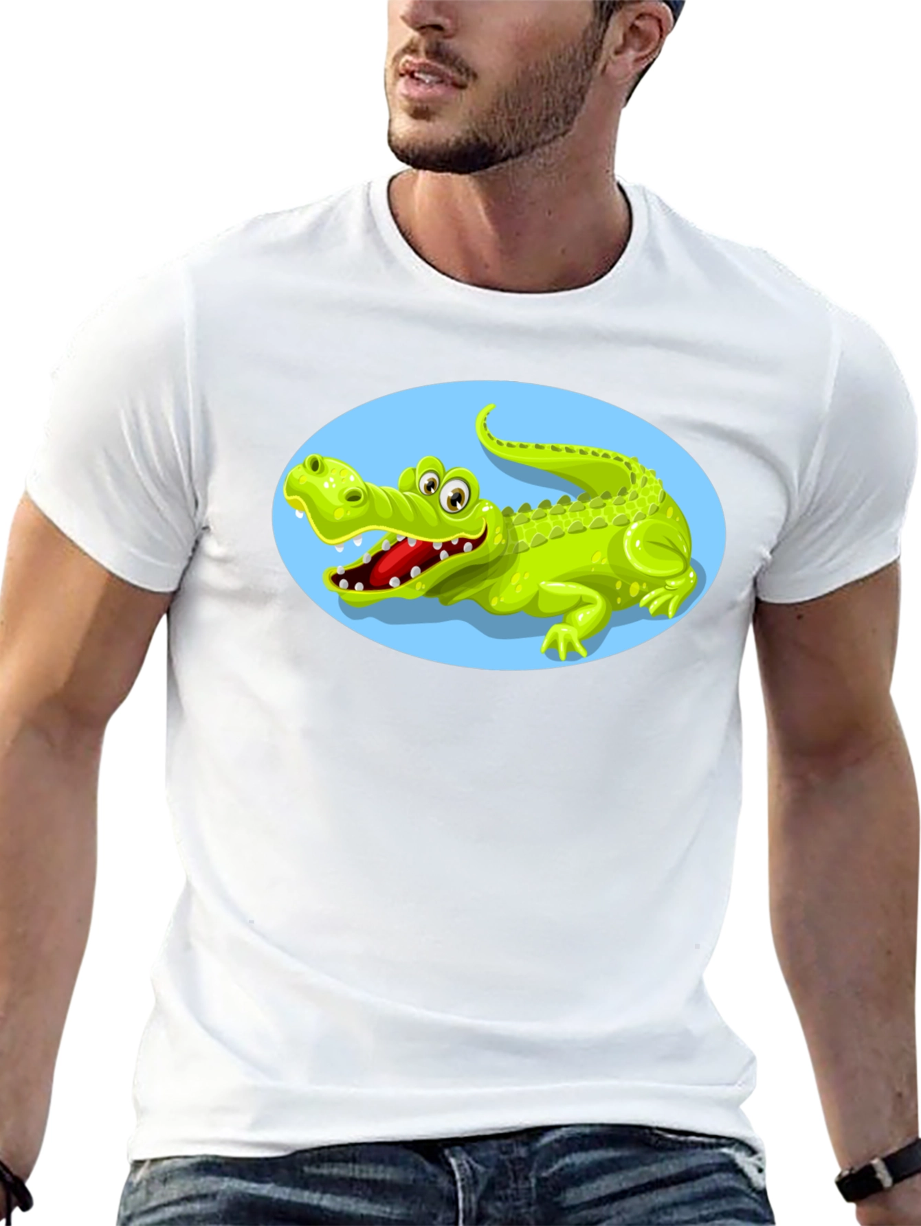 Black Cartoon Alligator Graphic Tee view 13