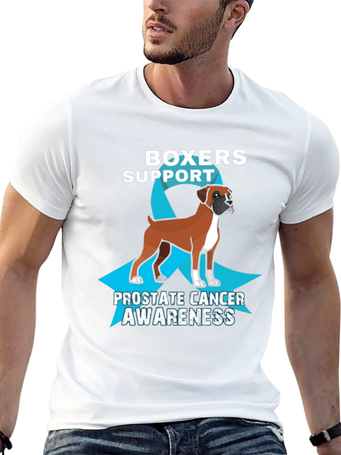 Black Boxers Support Prostate Cancer Awareness Graphic Tee view 13