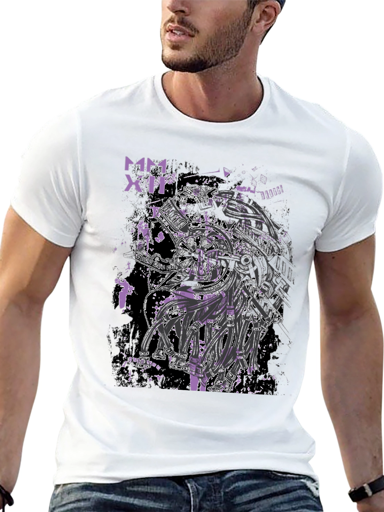 Black Cyberpunk Style Graphic Print Black T-Shirt view 13