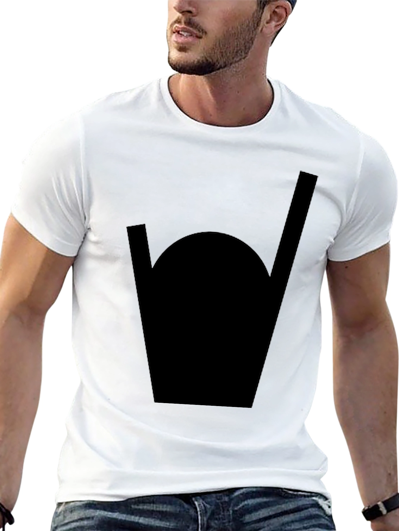 Black Black T-Shirt with Geometric Design view 13