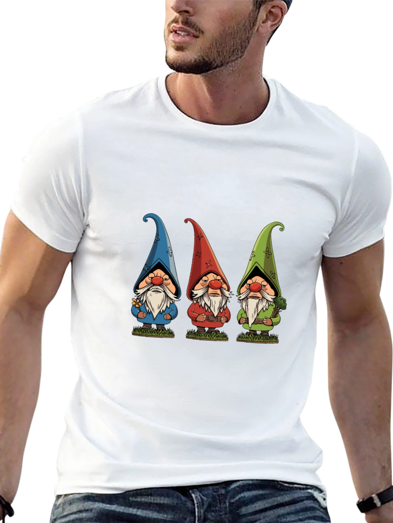 Black Three Gnome Black T-Shirt - Unique Design view 13