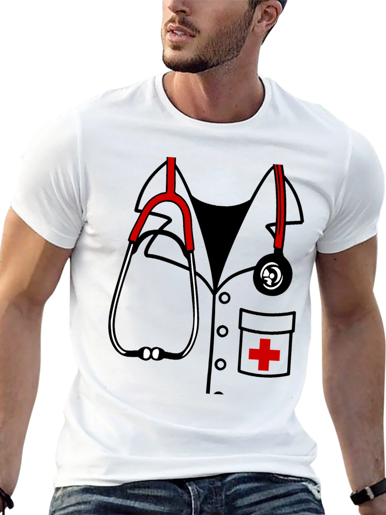 Black Funny Doctor Stethoscope Graphic Tee view 13