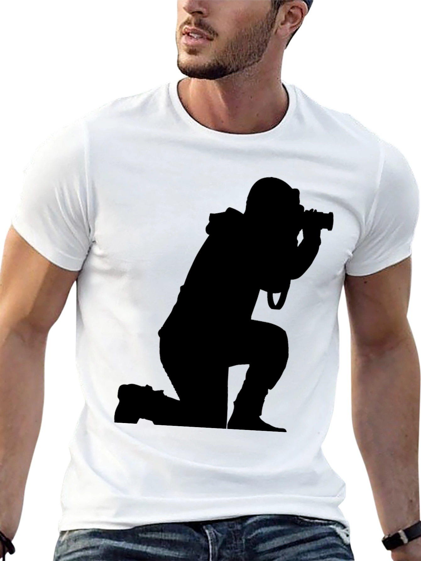 Black Photographer Silhouette Black T-Shirt view 13