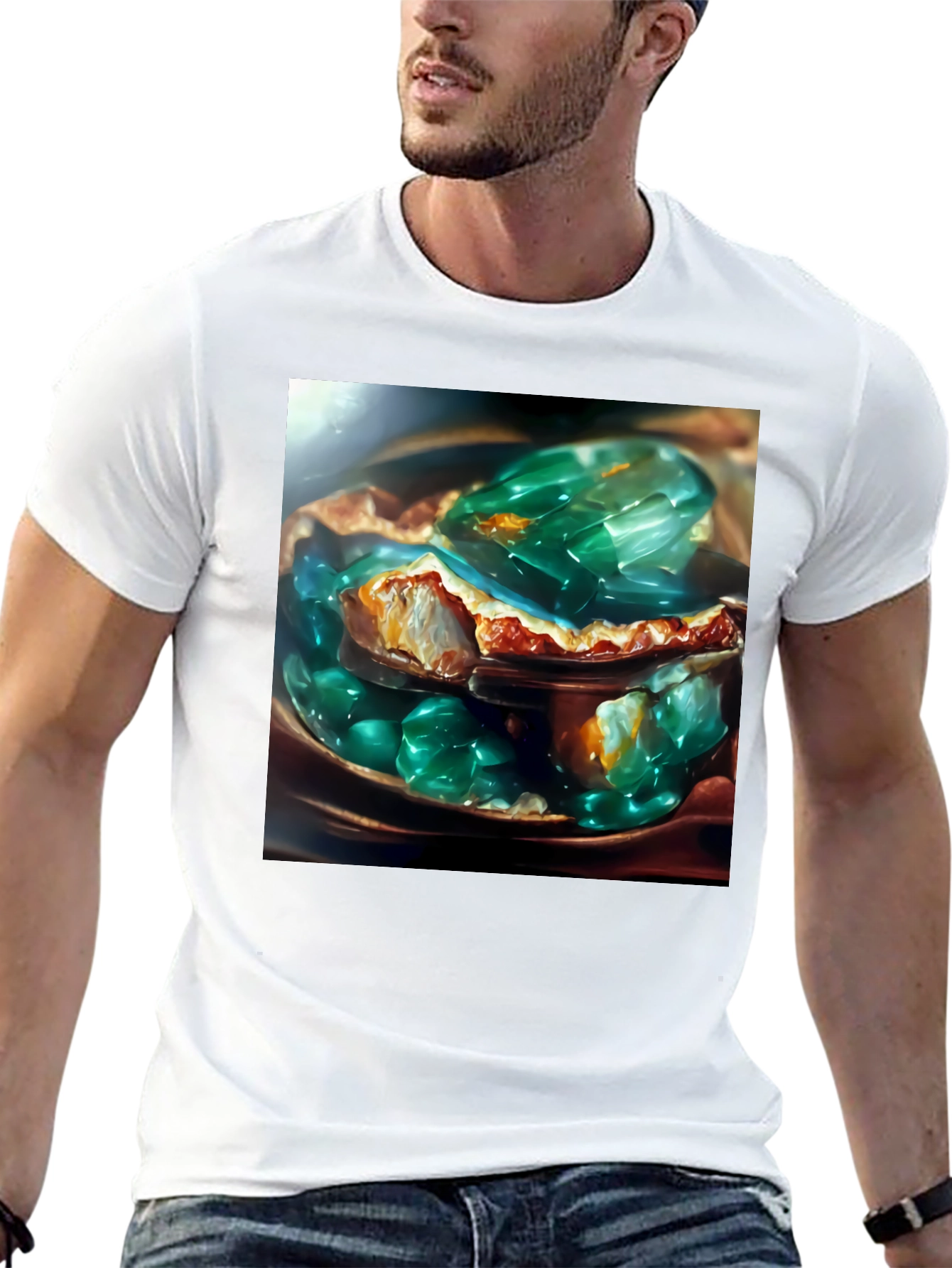 Black Emerald Jelly Pie Graphic Tee - Novelty Dessert T-Shirt view 13