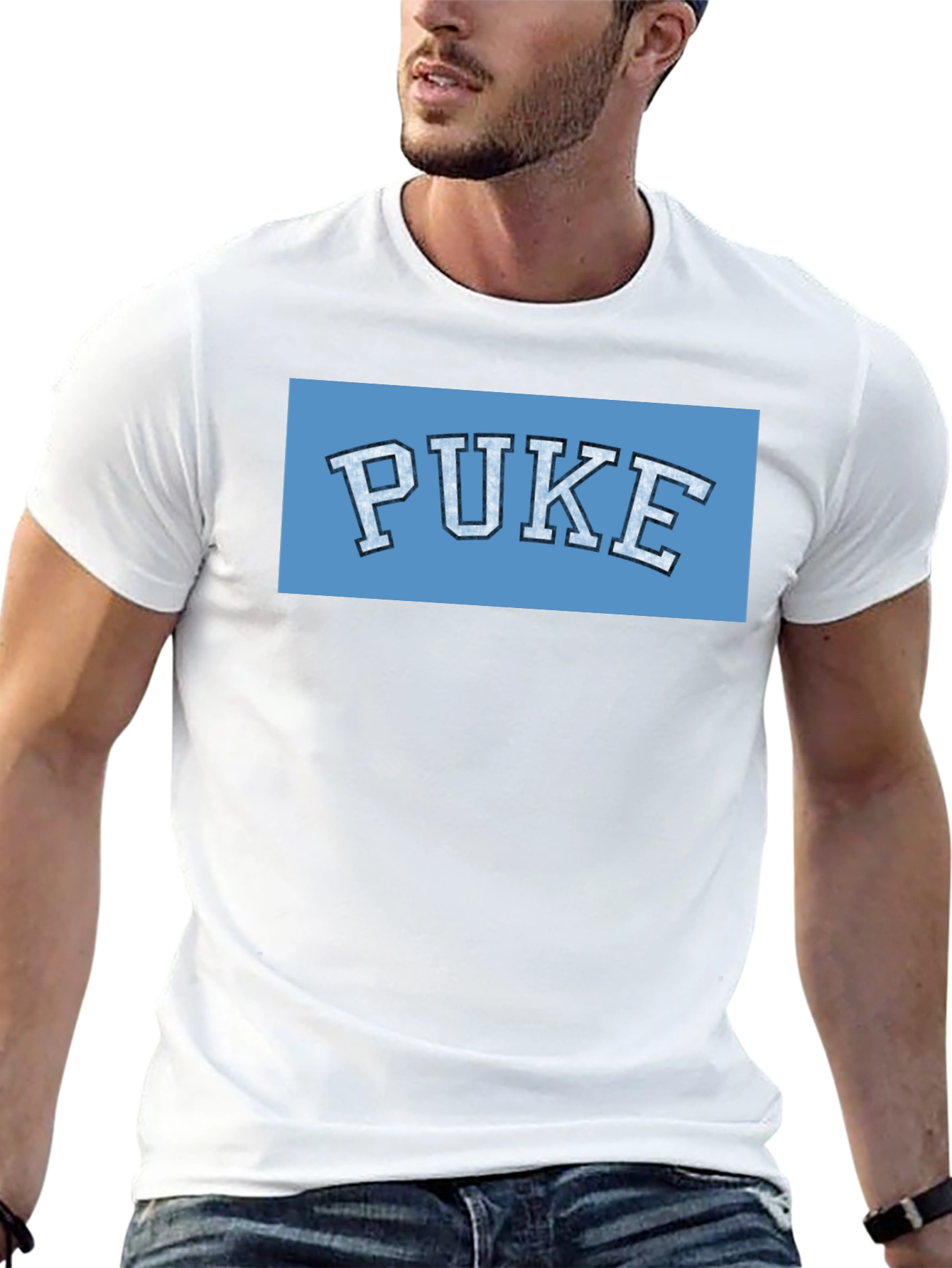 Black PUKE Graphic T-Shirt - College Humor Tee view 13
