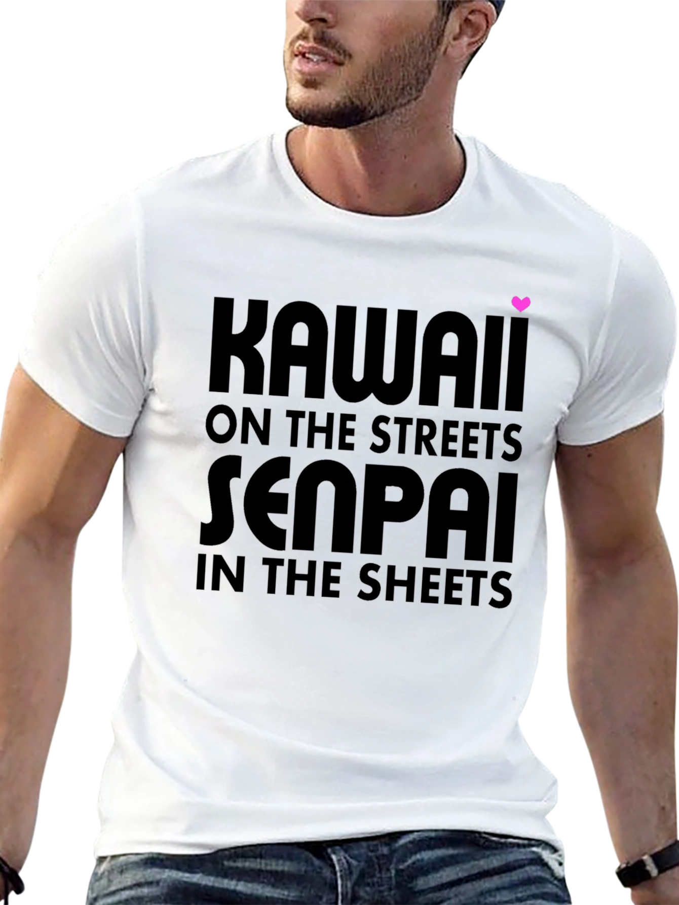 Black Kawaii Senpai Graphic Tee - Black Cotton T-Shirt view 13