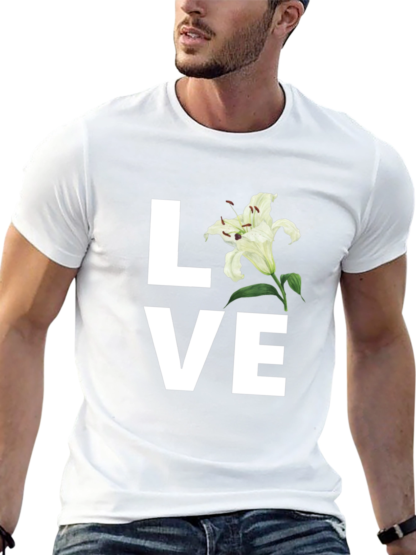 Black Floral LOVE Graphic T-Shirt - Stylish Unisex Tee view 13