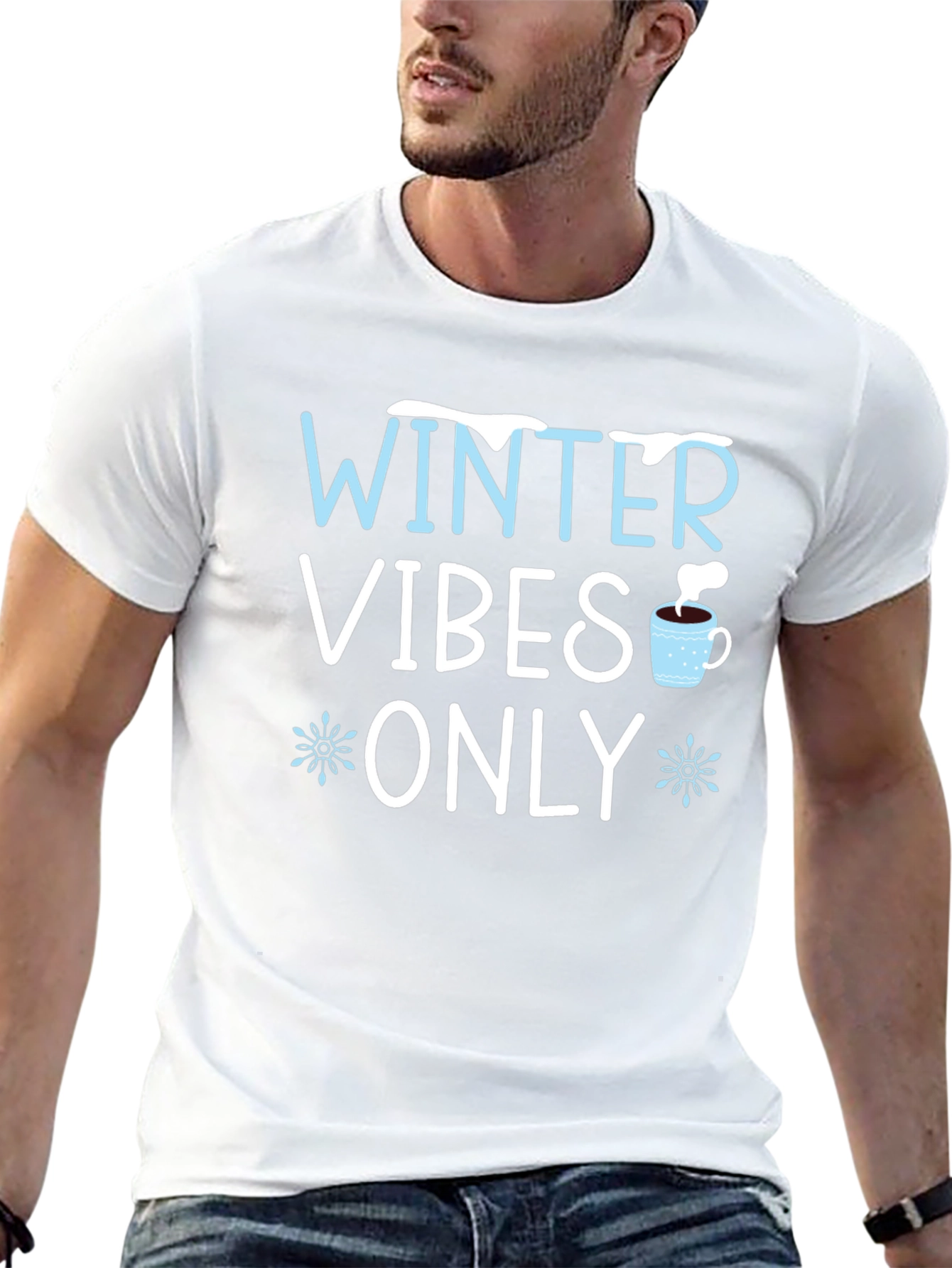 Black Winter Vibes Only Graphic T-Shirt view 13