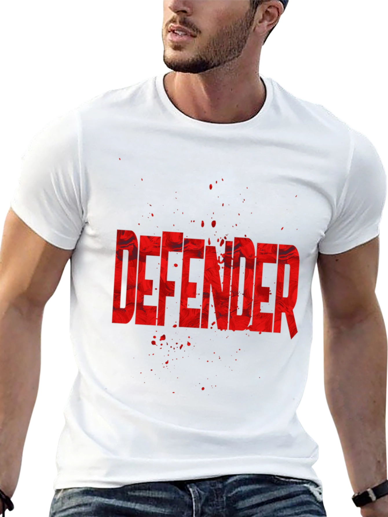 Black Defender Graphic Tee - Black Cotton Blend view 13