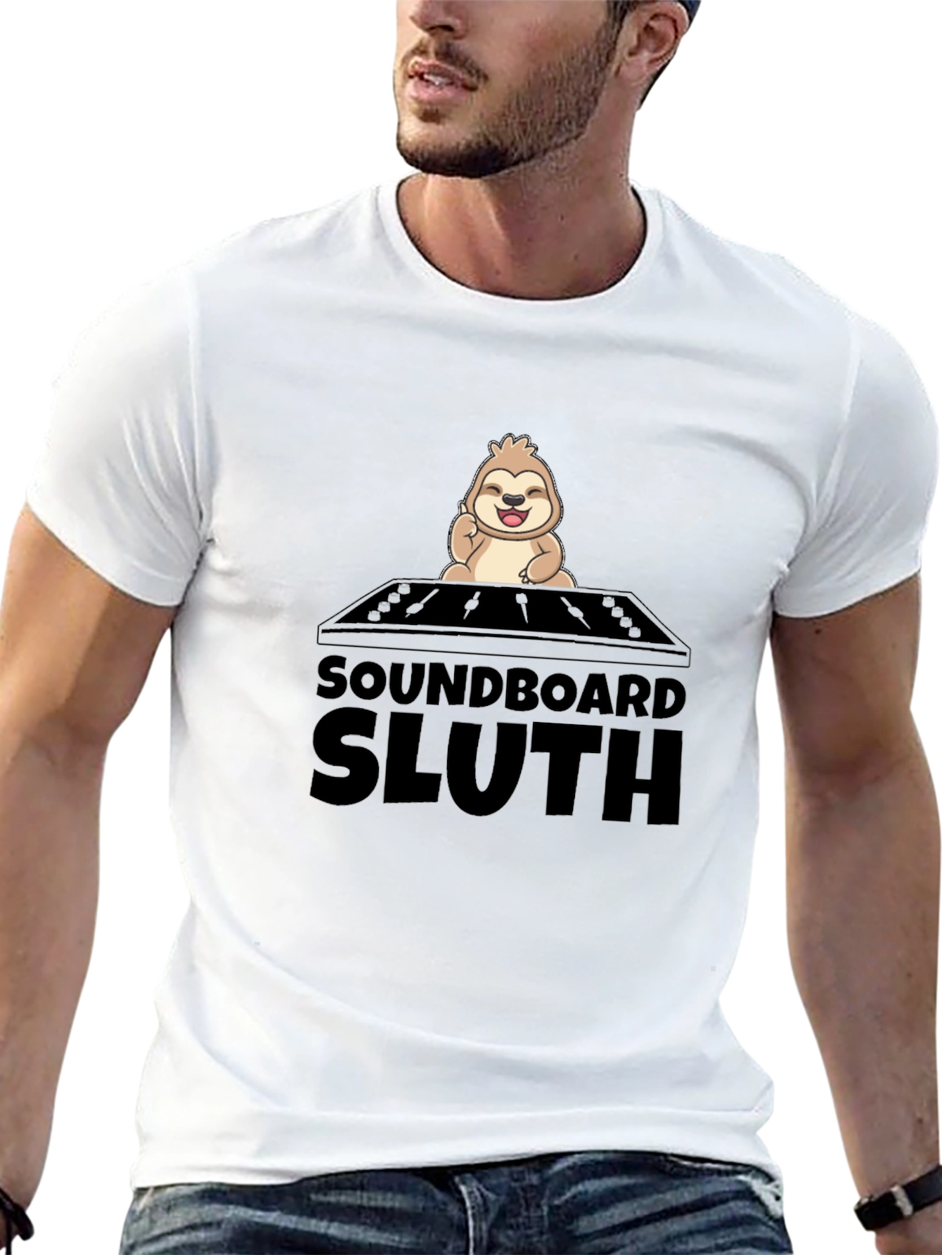 Black Soundboard Sloth Graphic Tee - Black view 13