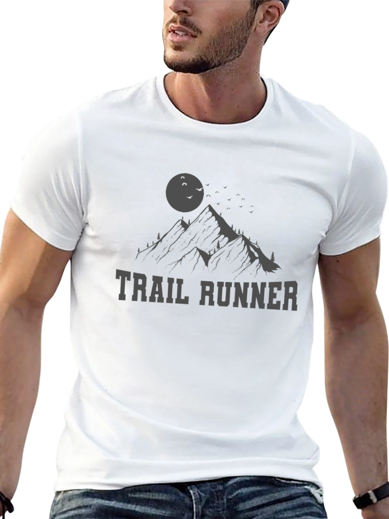 Black Trail Runner Mountain Graphic T-Shirt view 13