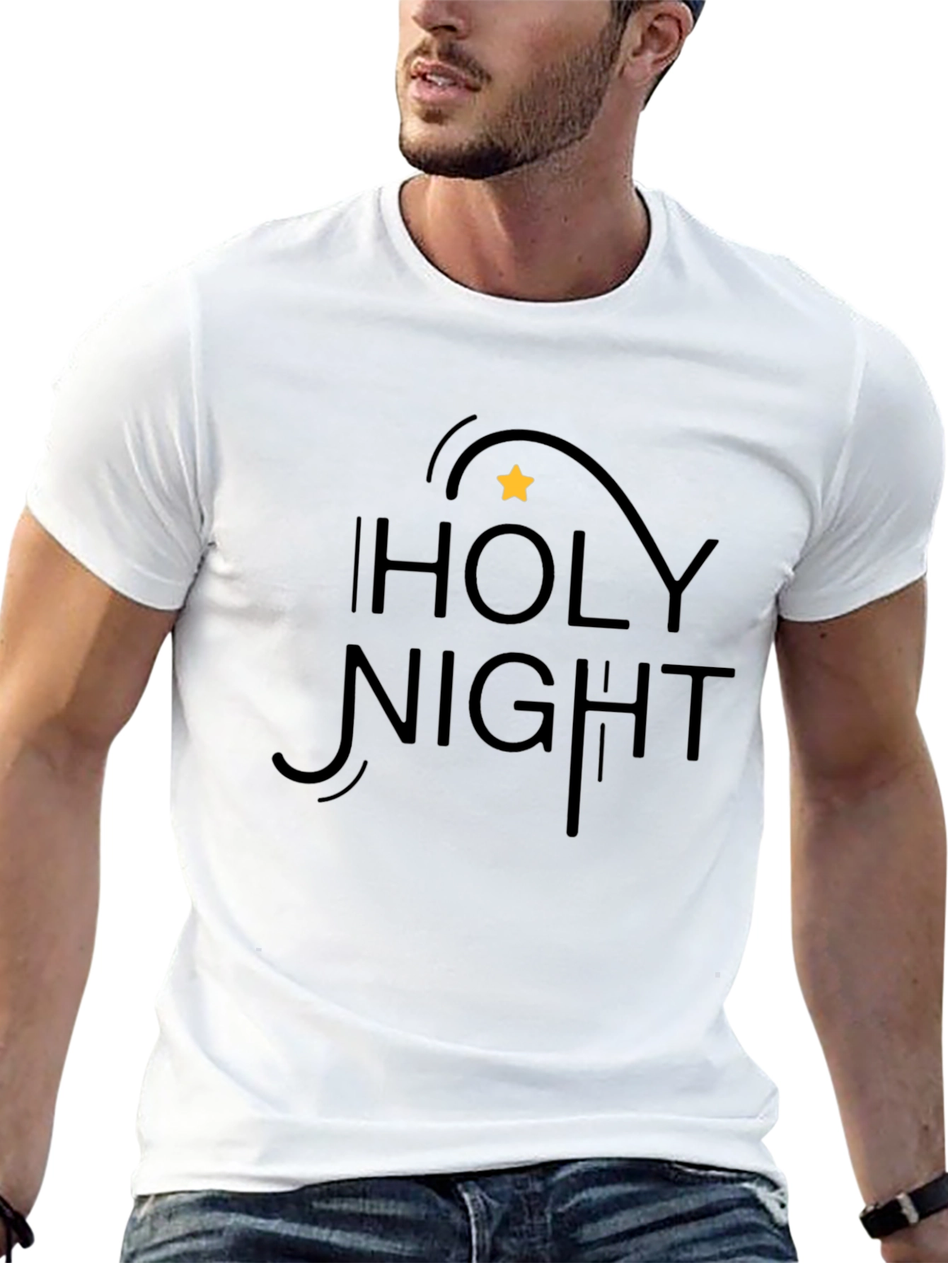 Black Holy Night Graphic Tee - Black Cotton T-Shirt view 13