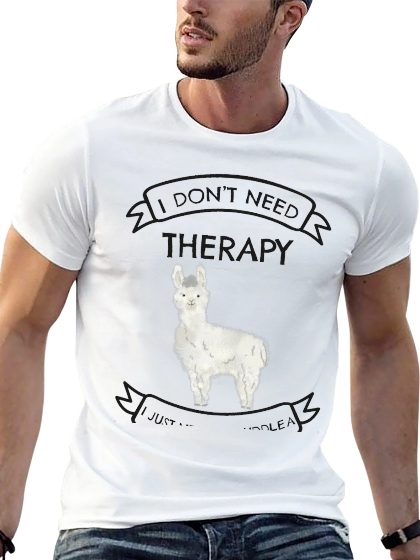 Black Alpaca Therapy T-Shirt - Funny Llama Graphic Tee view 13
