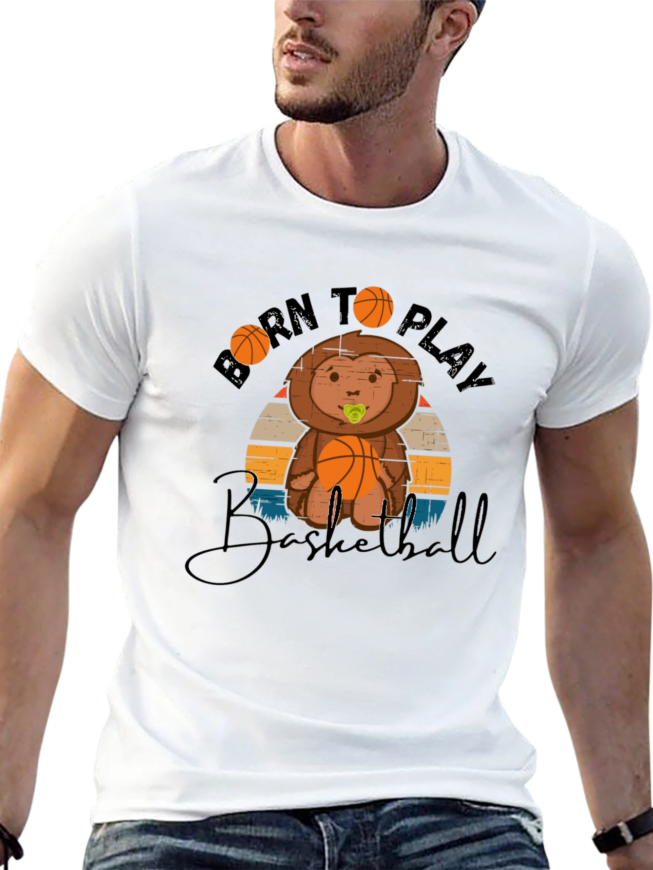 Black Born to Play Basketball Graphic Tee - Black Cotton view 13