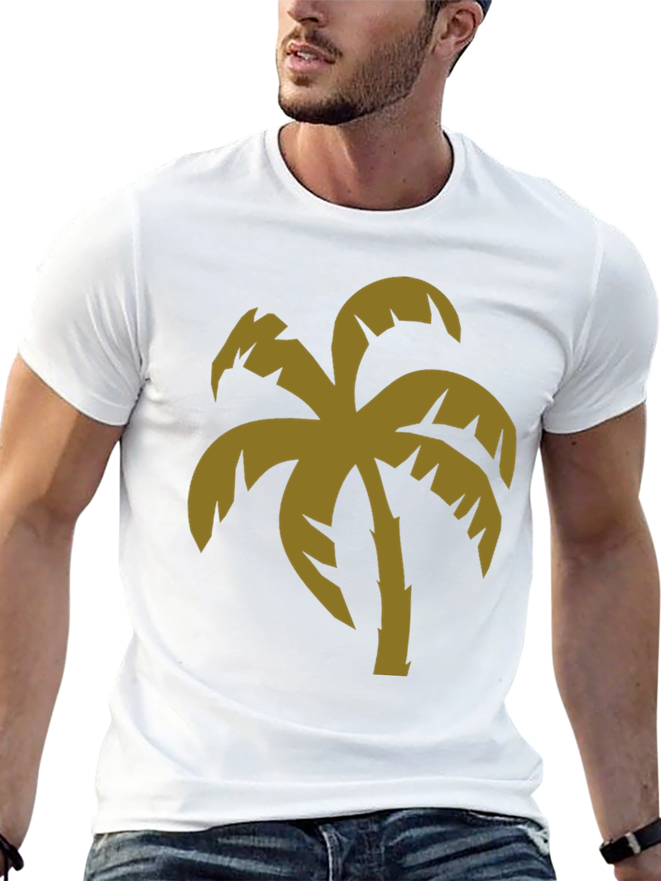 Black Tropical Palm Tree Graphic Black T-Shirt view 13
