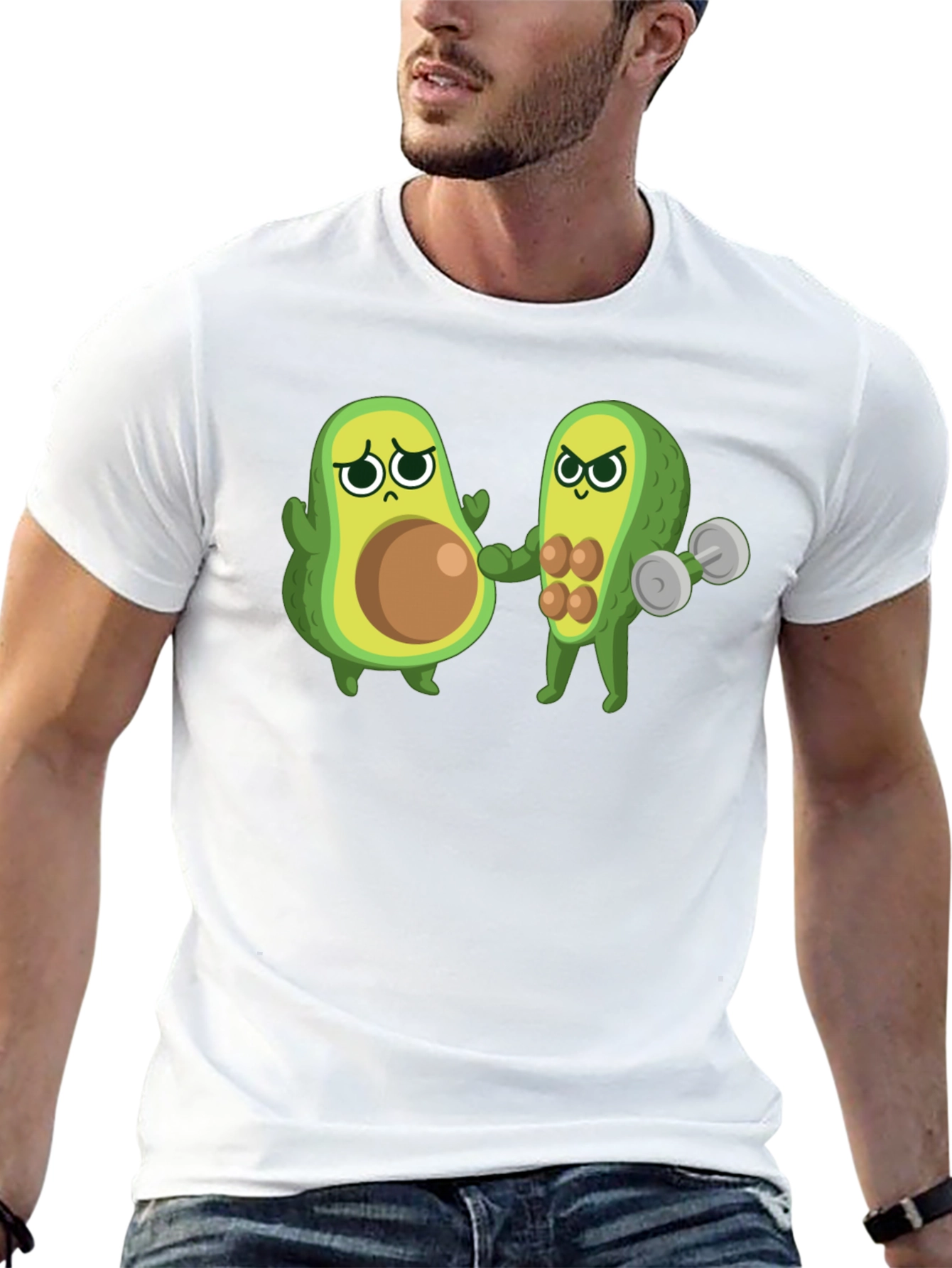 Black Funny Avocado Gym T-Shirt - Black view 13
