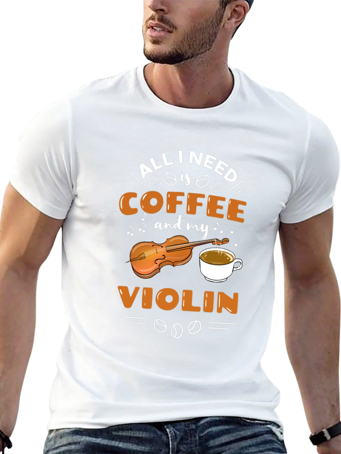 Black Coffee & Violin Graphic Tee - Music Lover Shirt view 13