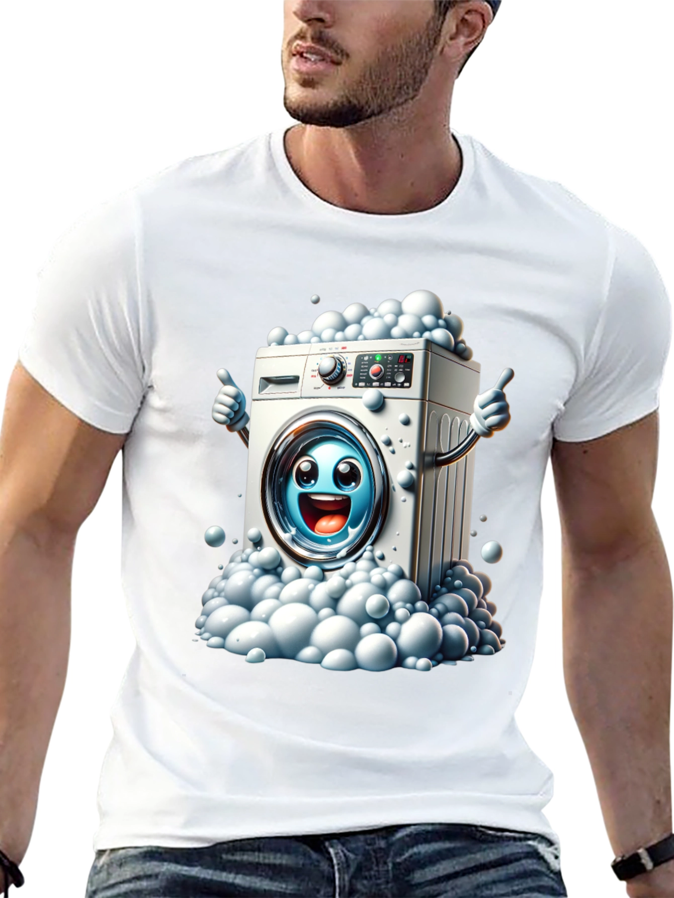 Black Funny Washing Machine Graphic Tee view 13