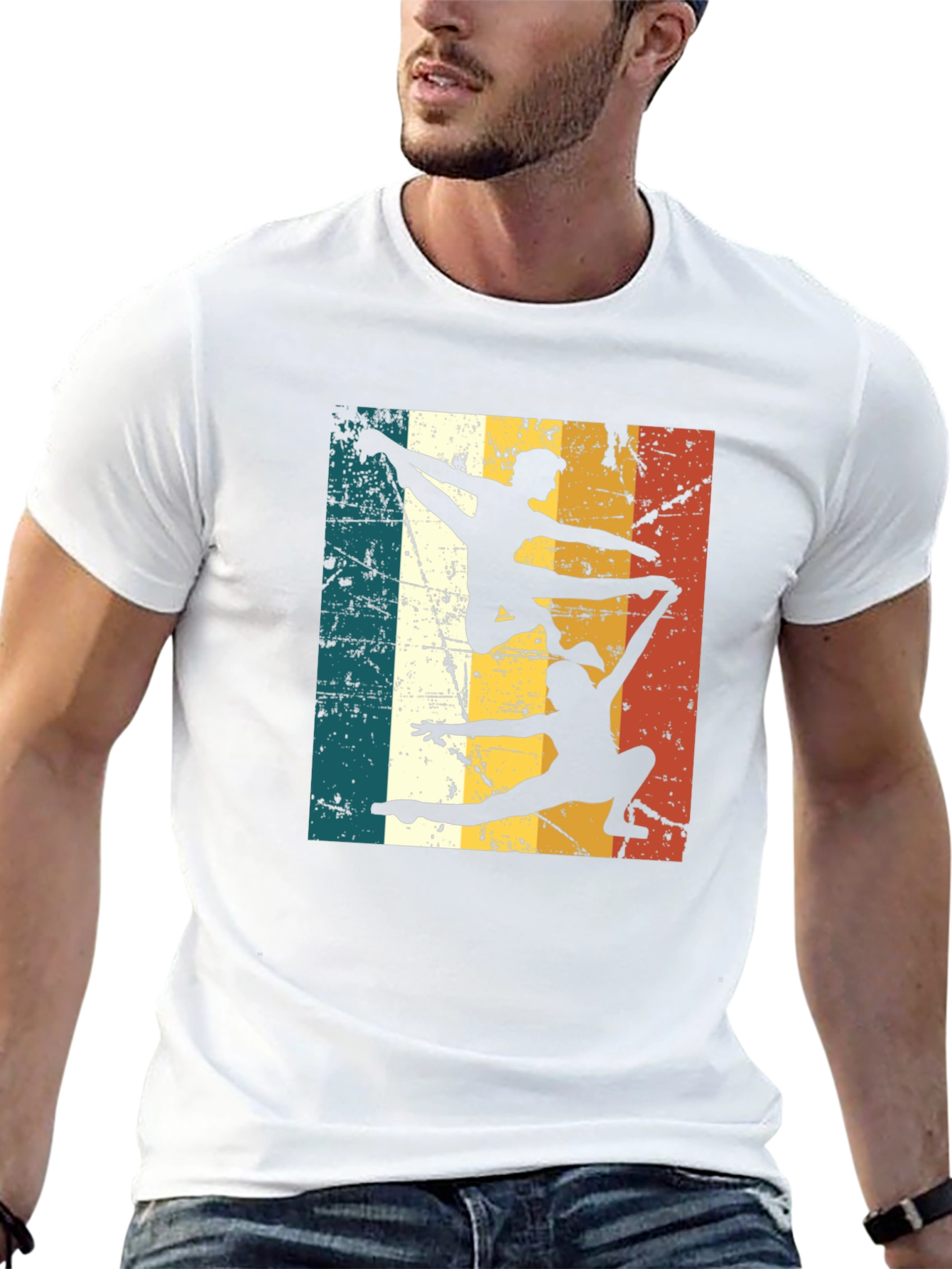 Black Retro Gymnastics Silhouette T-Shirt view 13