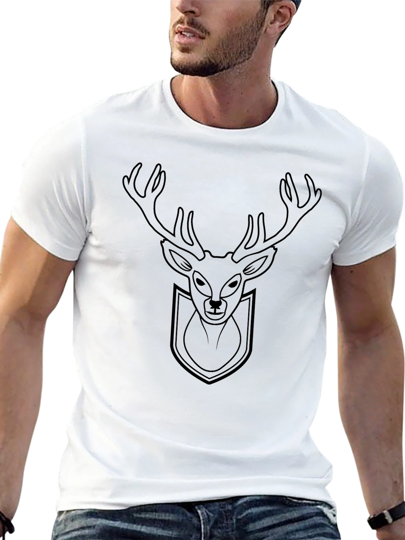 Black Black Deer Head Graphic T-Shirt view 13