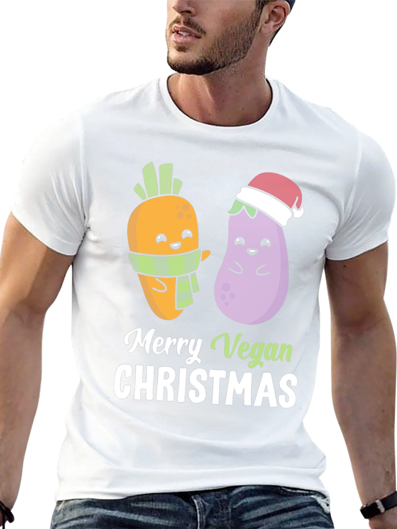 Merry Vegan Christmas T-Shirt - Cute Holiday Tee - 13