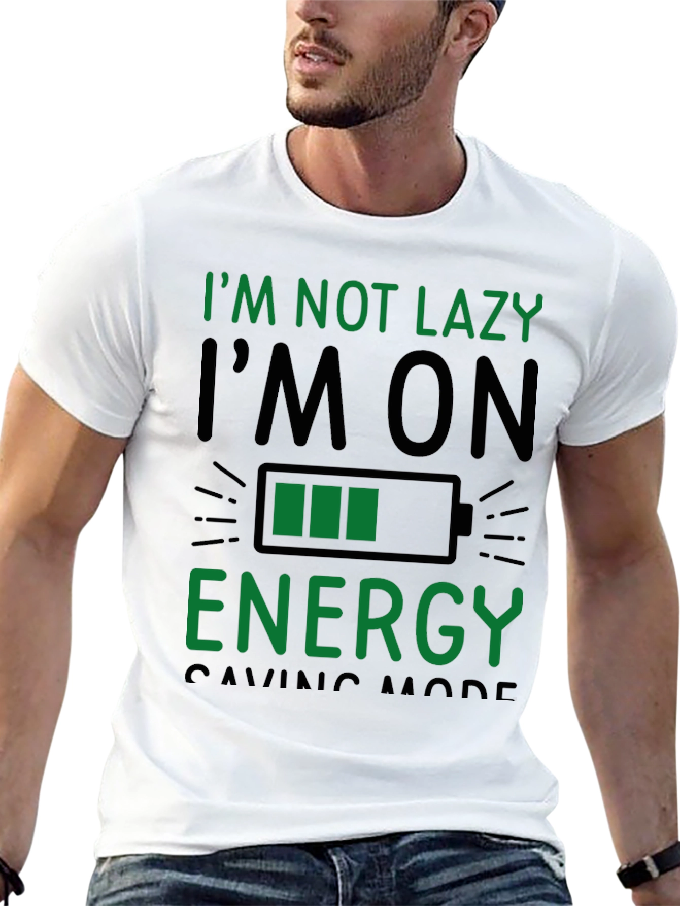 Black Funny Energy Saving Mode Black T-Shirt view 13