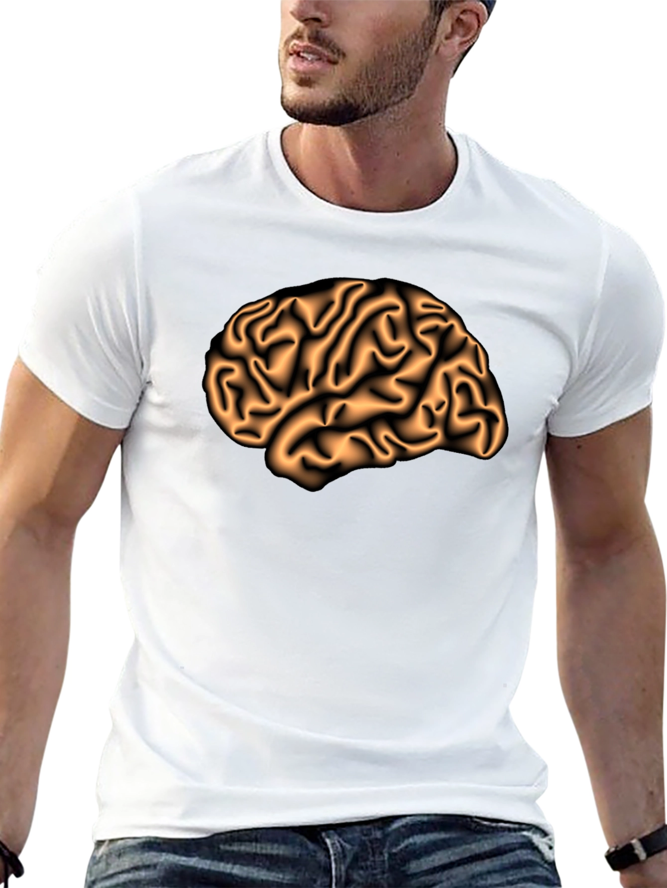 Black Brain Graphic Print Black T-Shirt view 13
