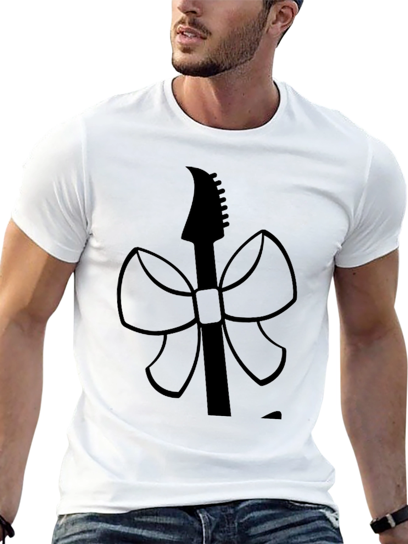 Black Guitar Bow Graphic Tee view 13