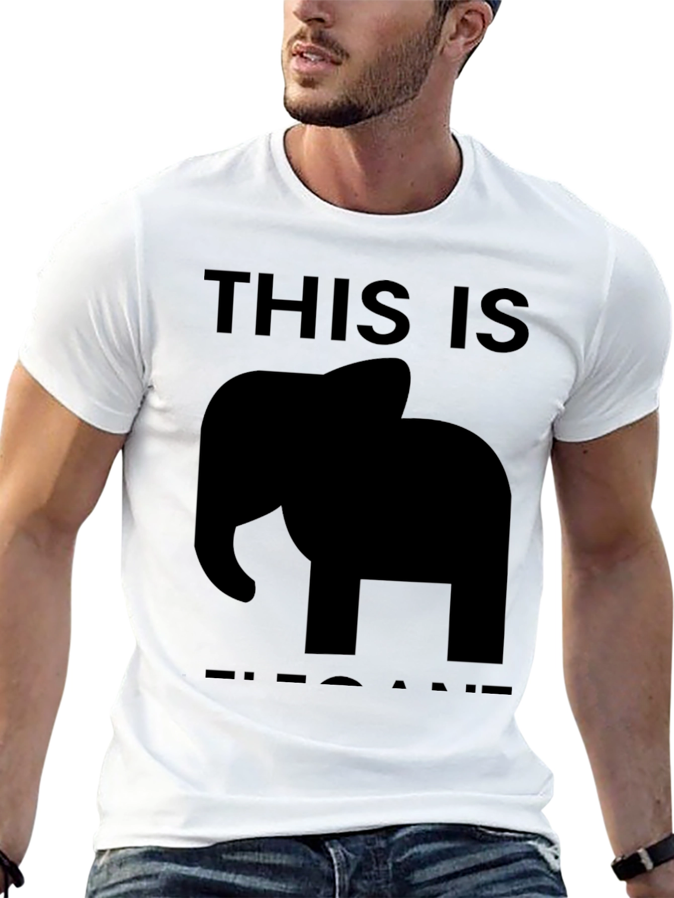 Black Elephant Pun Graphic Tee - This is ELEPHANT view 13