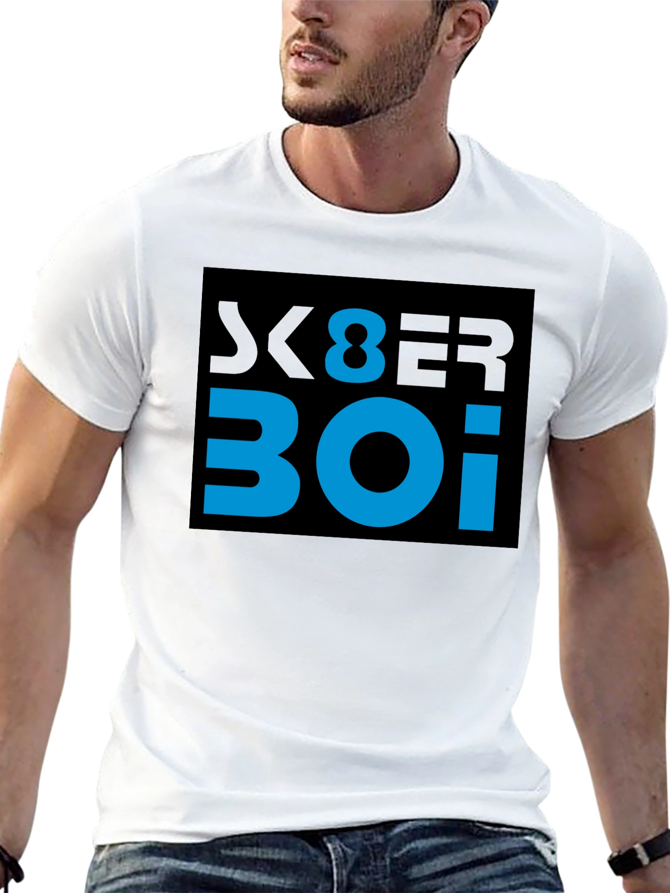Black Cyber Boi Graphic Tee - Black Cotton T-Shirt view 13