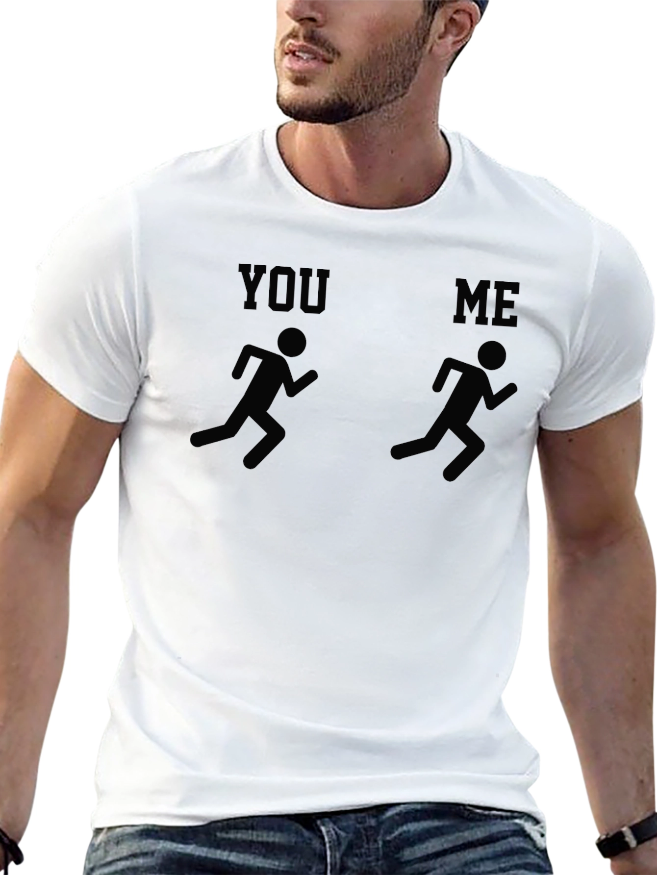 Black You vs Me Running Graphic Tee - Black Cotton Blend view 13