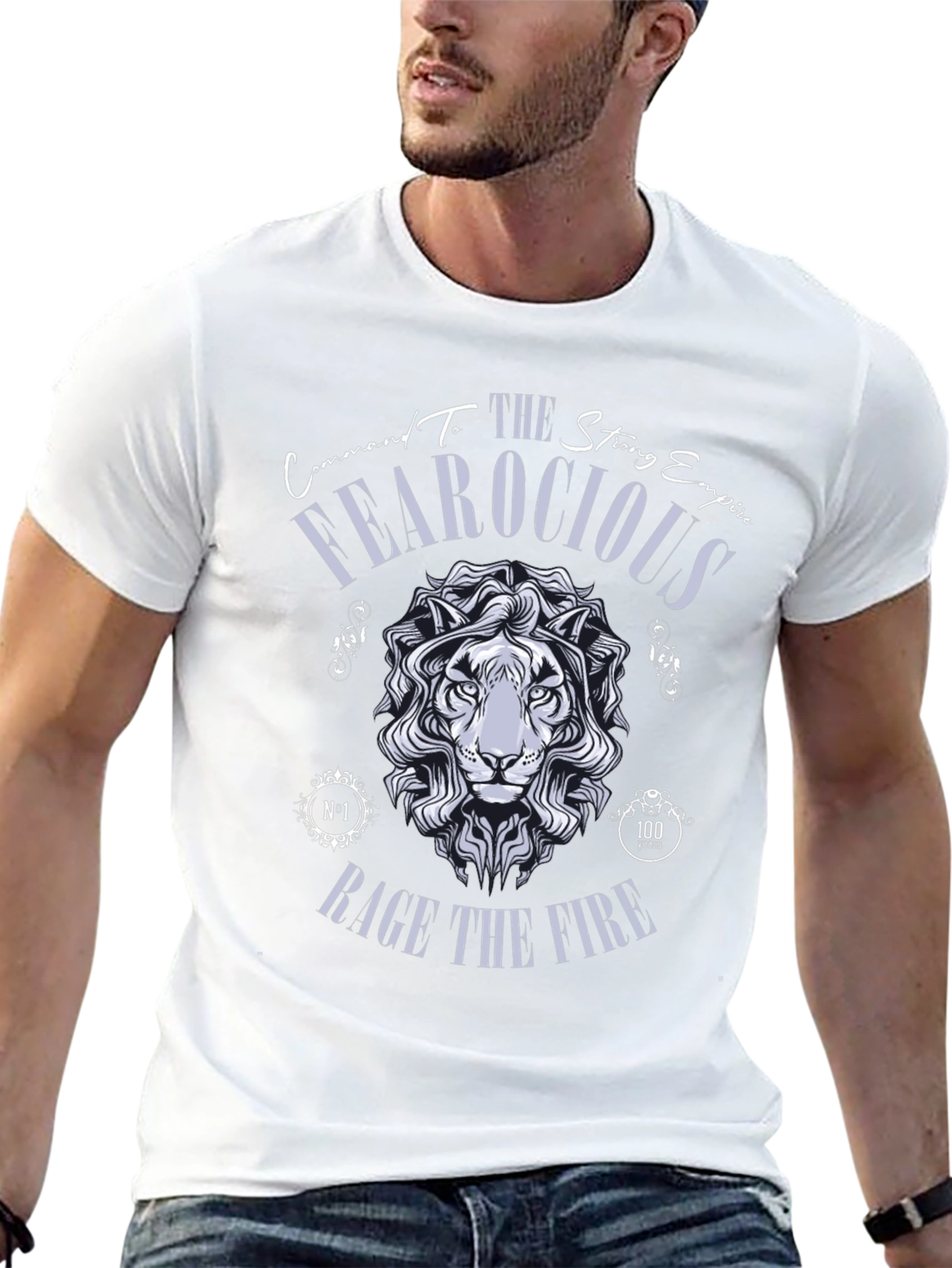 Black Fearocious Lion Graphic Print T-Shirt view 13