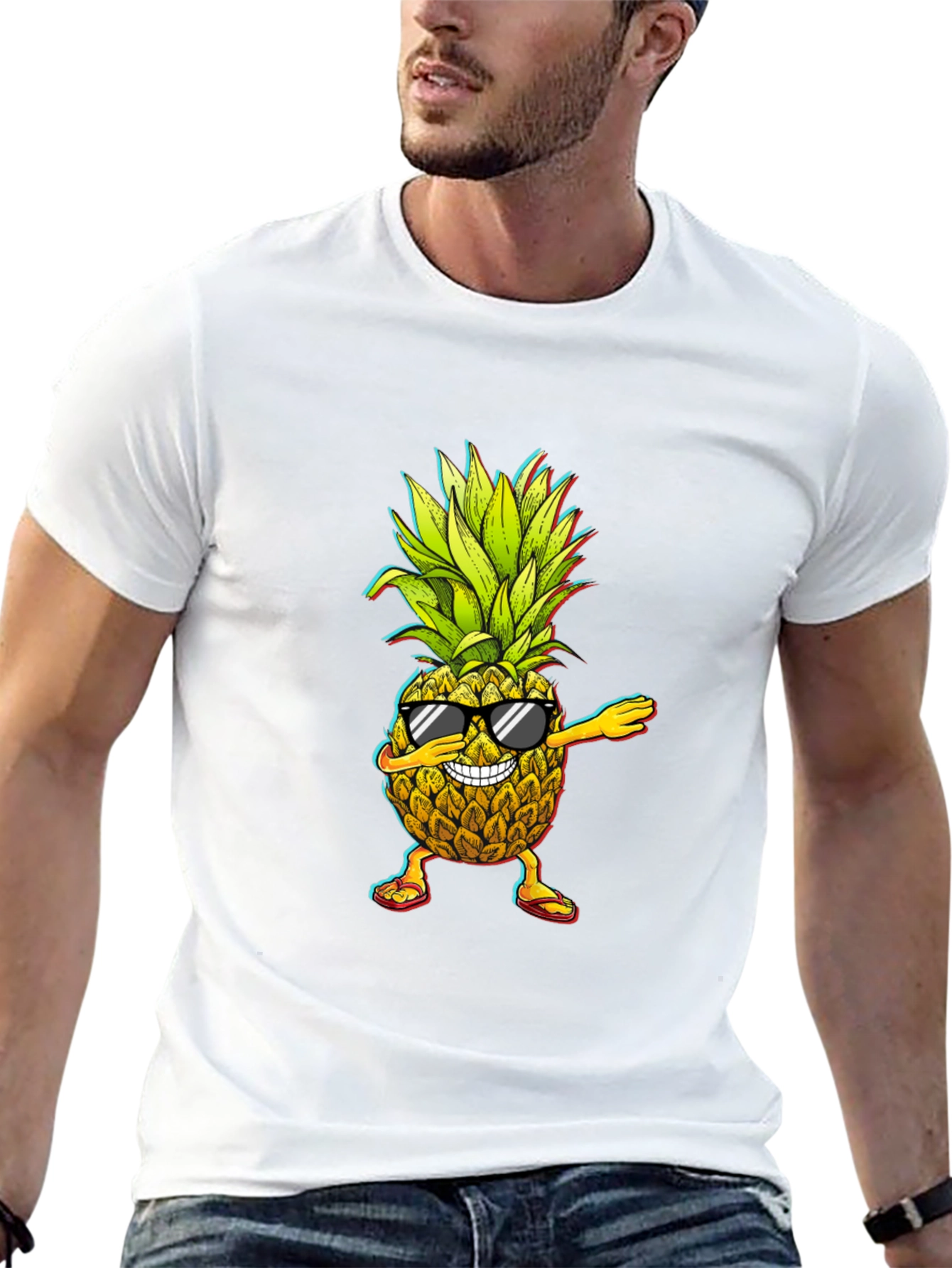 Black Dabbing Pineapple Graphic Tee - Cool Fruit Design! view 13