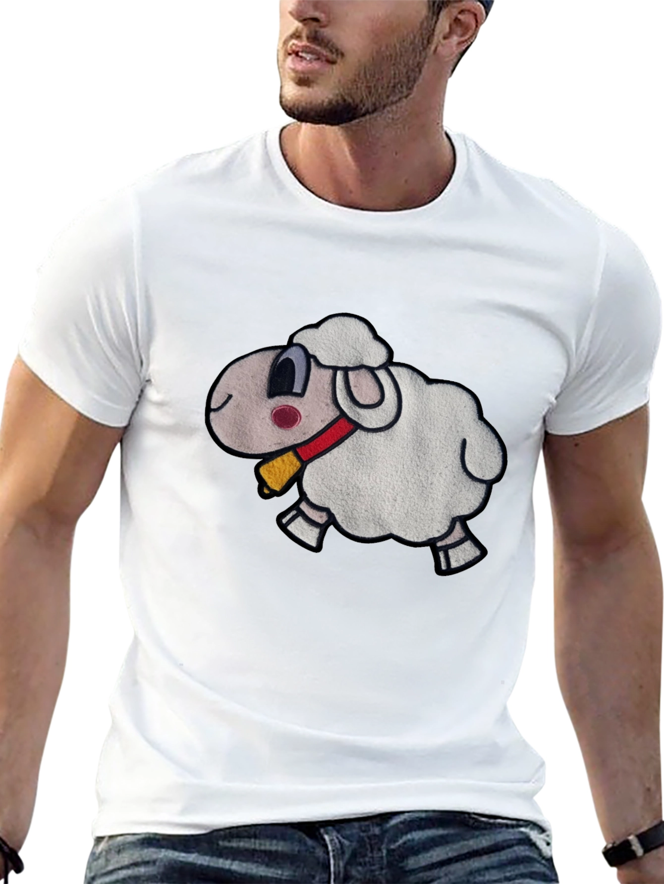 Black Cartoon Sheep Graphic Black T-Shirt view 13
