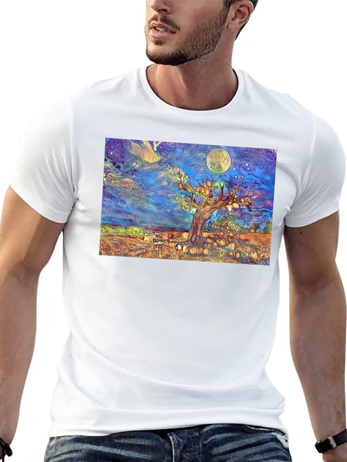 Black Psychedelic Tree of Life Graphic Tee view 13