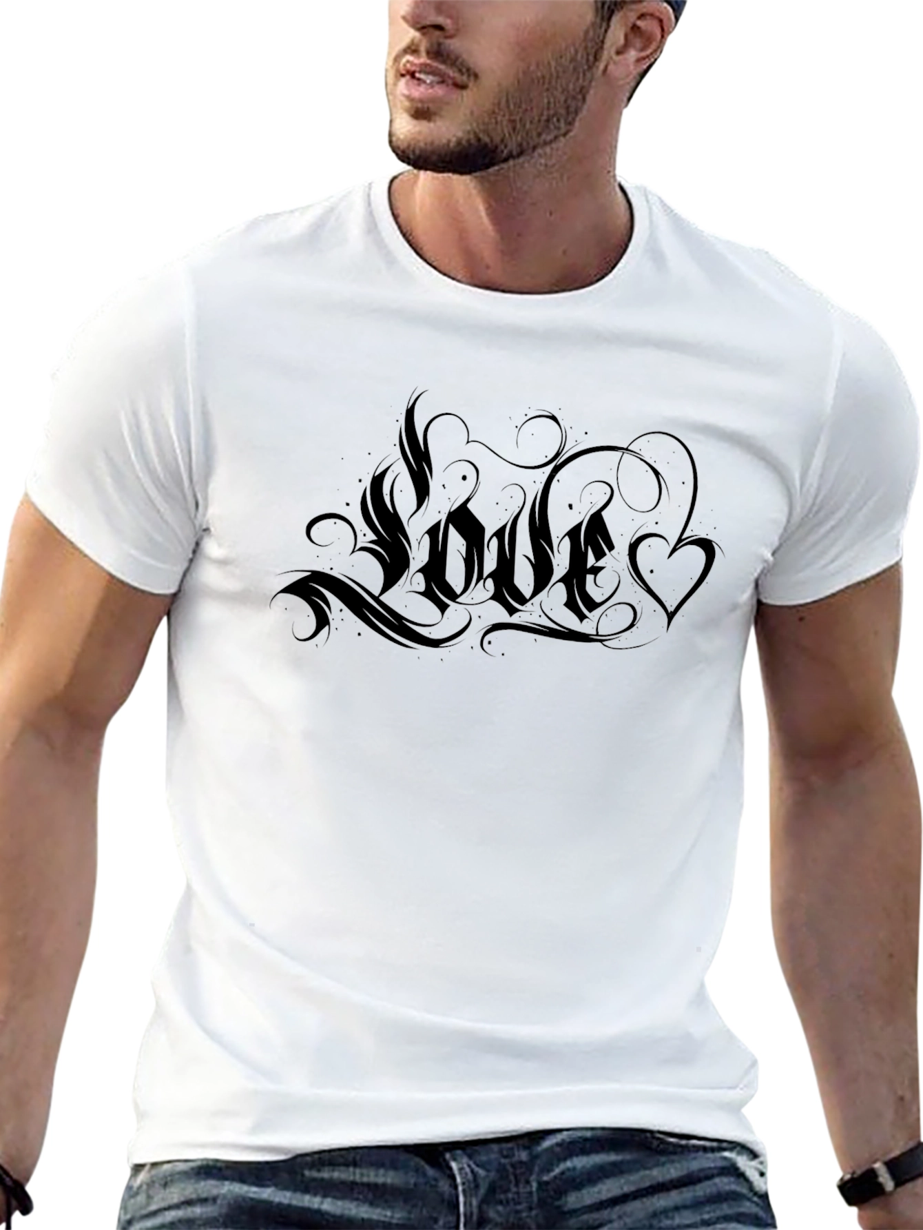 Black Love Graphic Tee - Black Crew Neck Casual Shirt view 13
