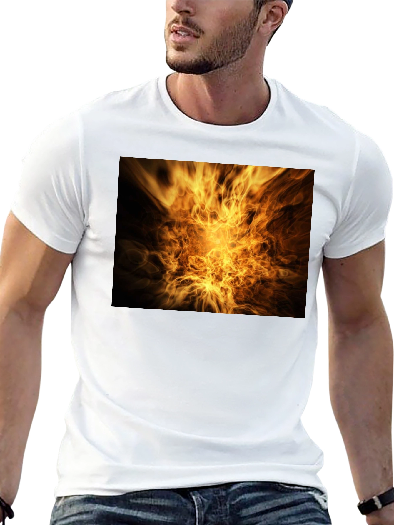 Black Fiery Vortex Graphic Tee - Bold Black T-Shirt view 13