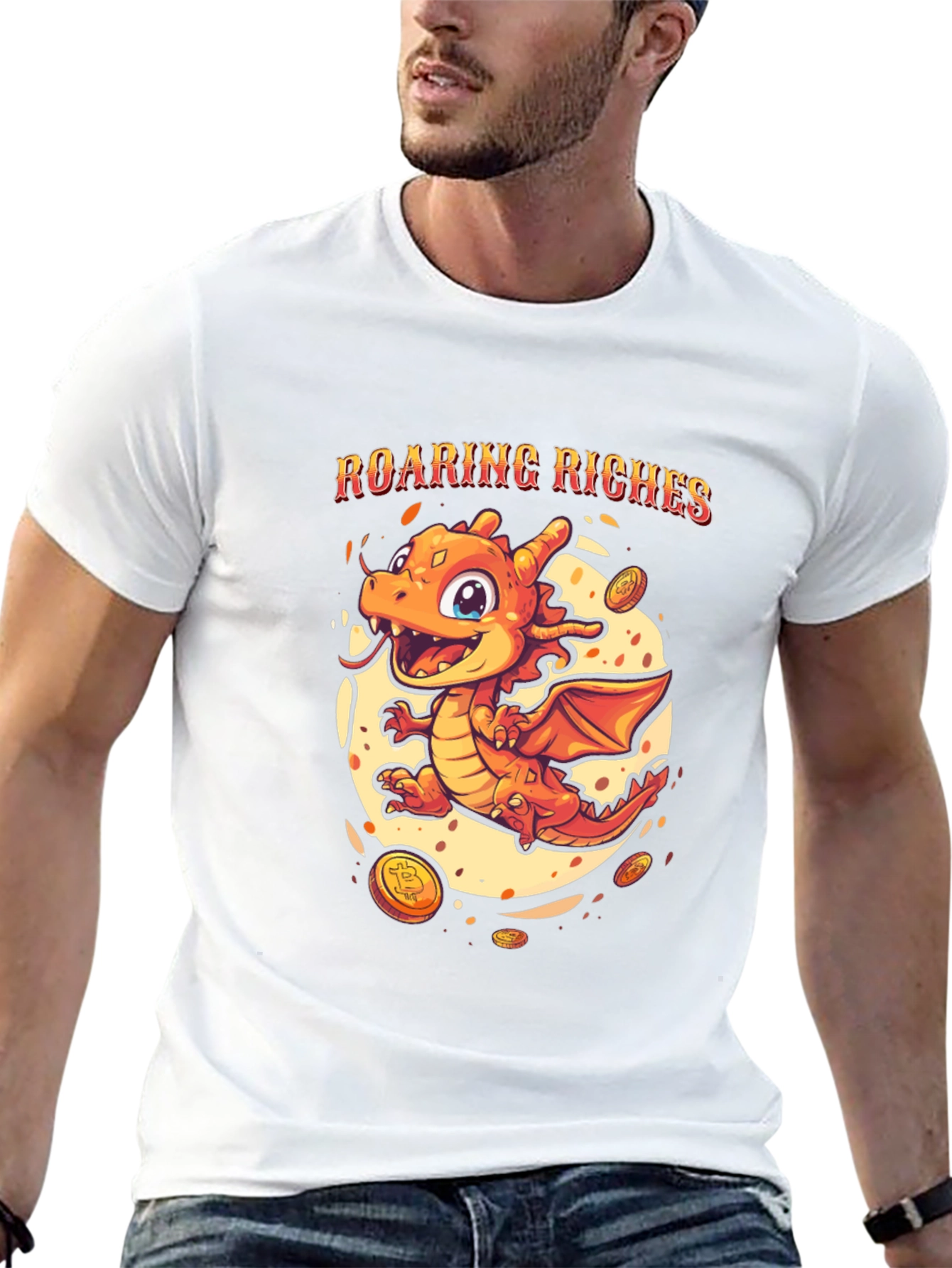 Black Roaring Riches Dragon Graphic T-Shirt view 13