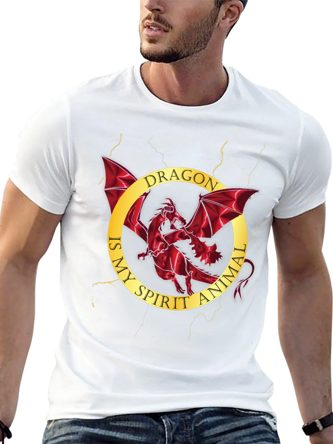 Black Dragon Spirit Animal Graphic Tee - Men's Black T-Shirt view 13