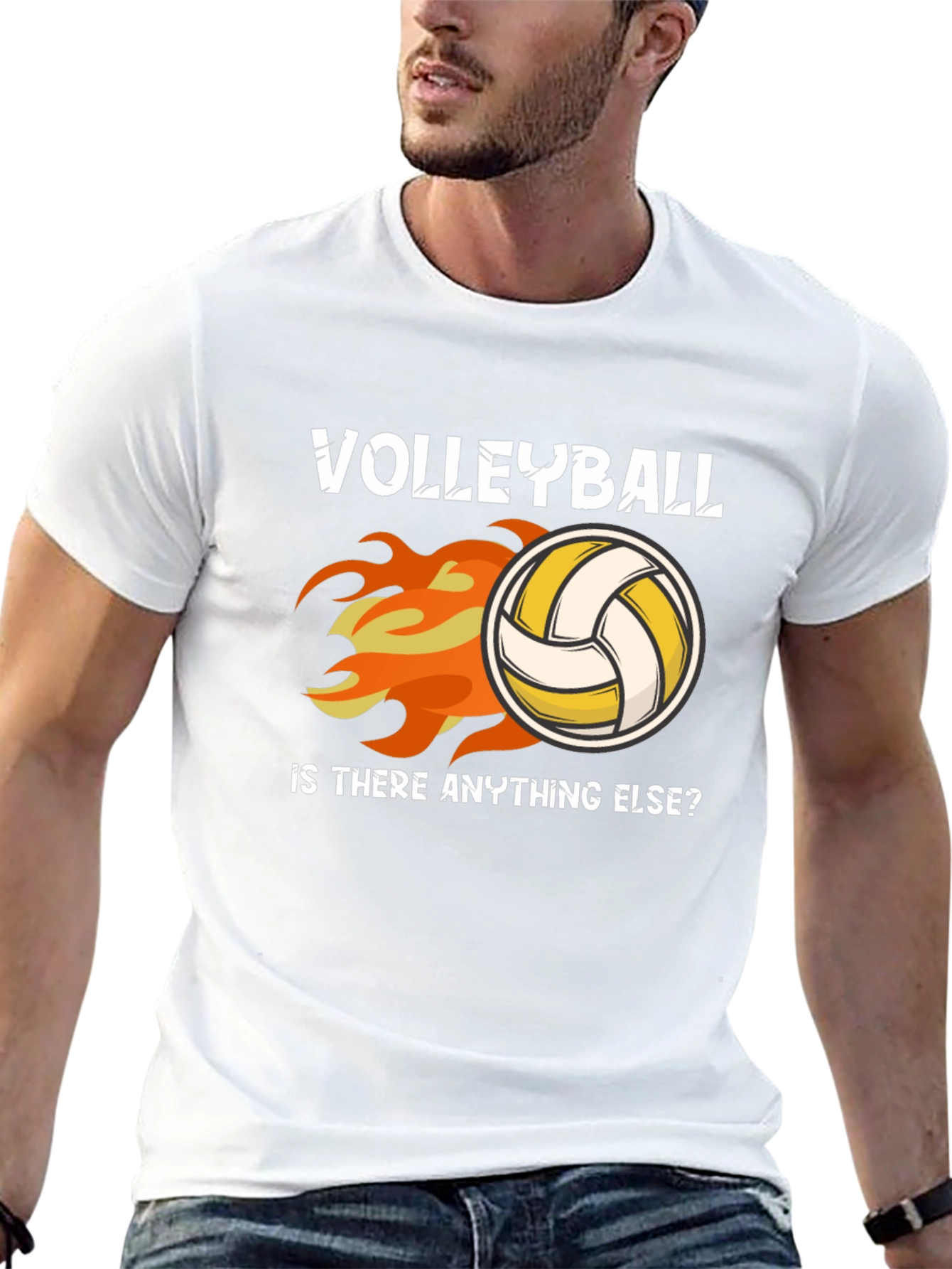 Black Volleyball Flames Graphic T-Shirt view 13