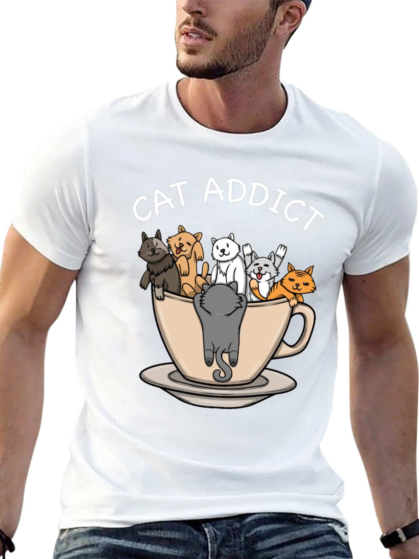 Black Cat Addict T-Shirt - Funny Cat Lover Tee view 13