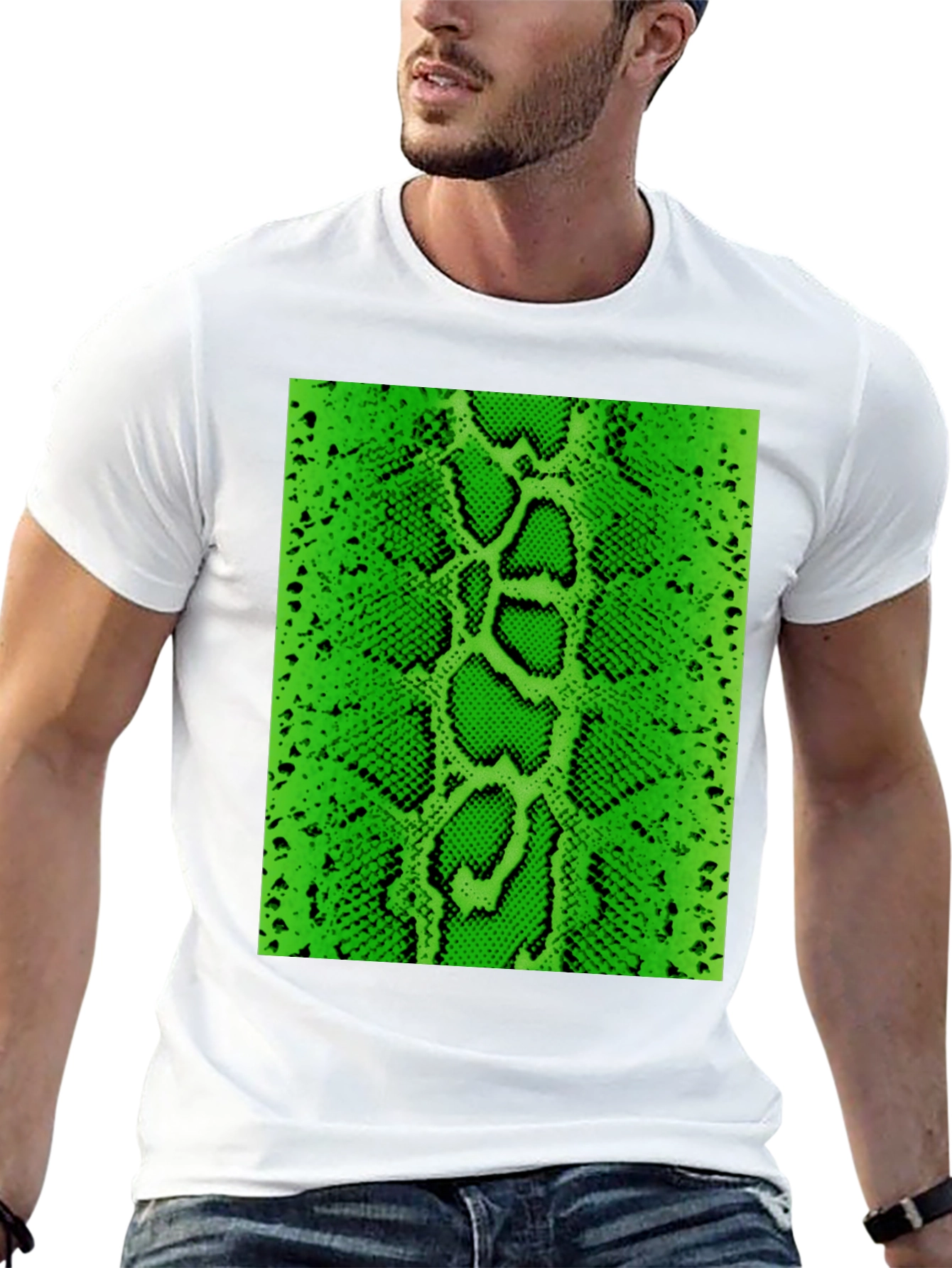 Black Green Snake Skin Graphic Tee - Bold Fashion Statement view 13