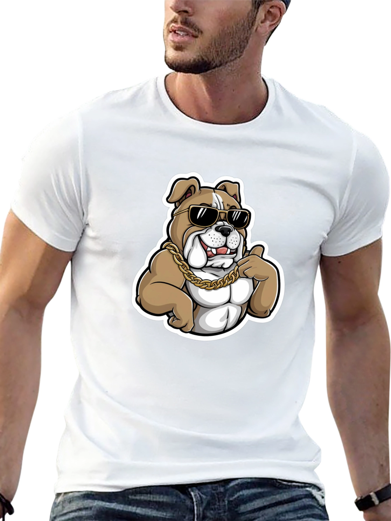 Black Cool Bulldog T-Shirt - Black Cotton Blend view 13