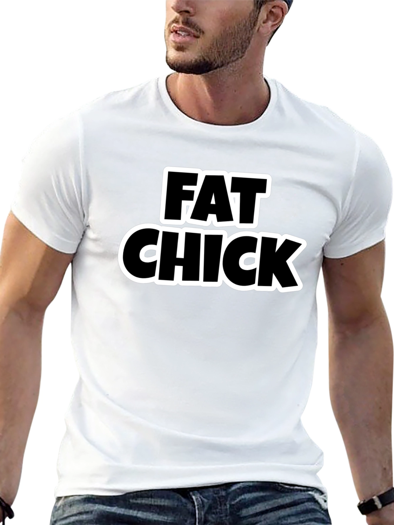 Black Fat Chick Funny Sarcastic Graphic Tee - Black view 13
