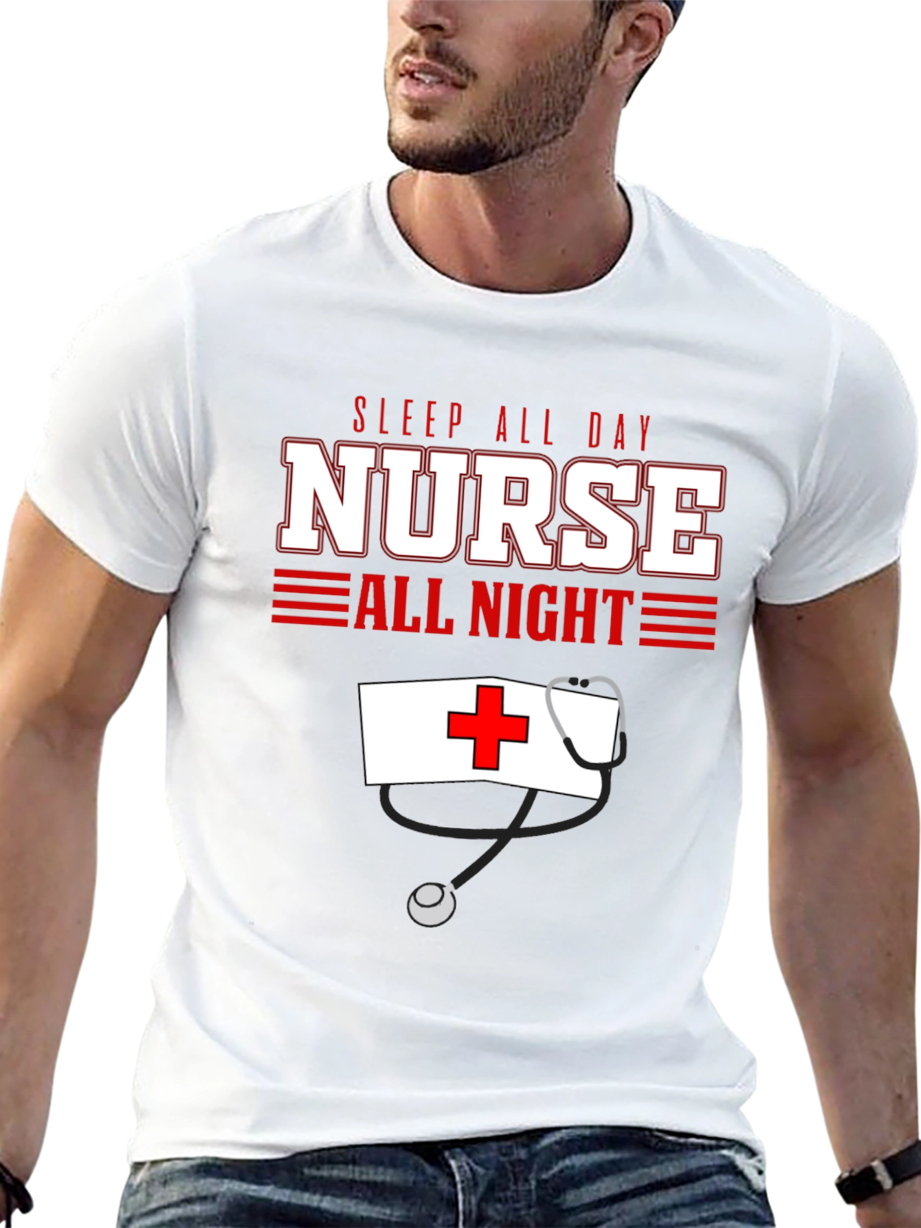 Black Sleep All Day Nurse All Night T-Shirt view 13