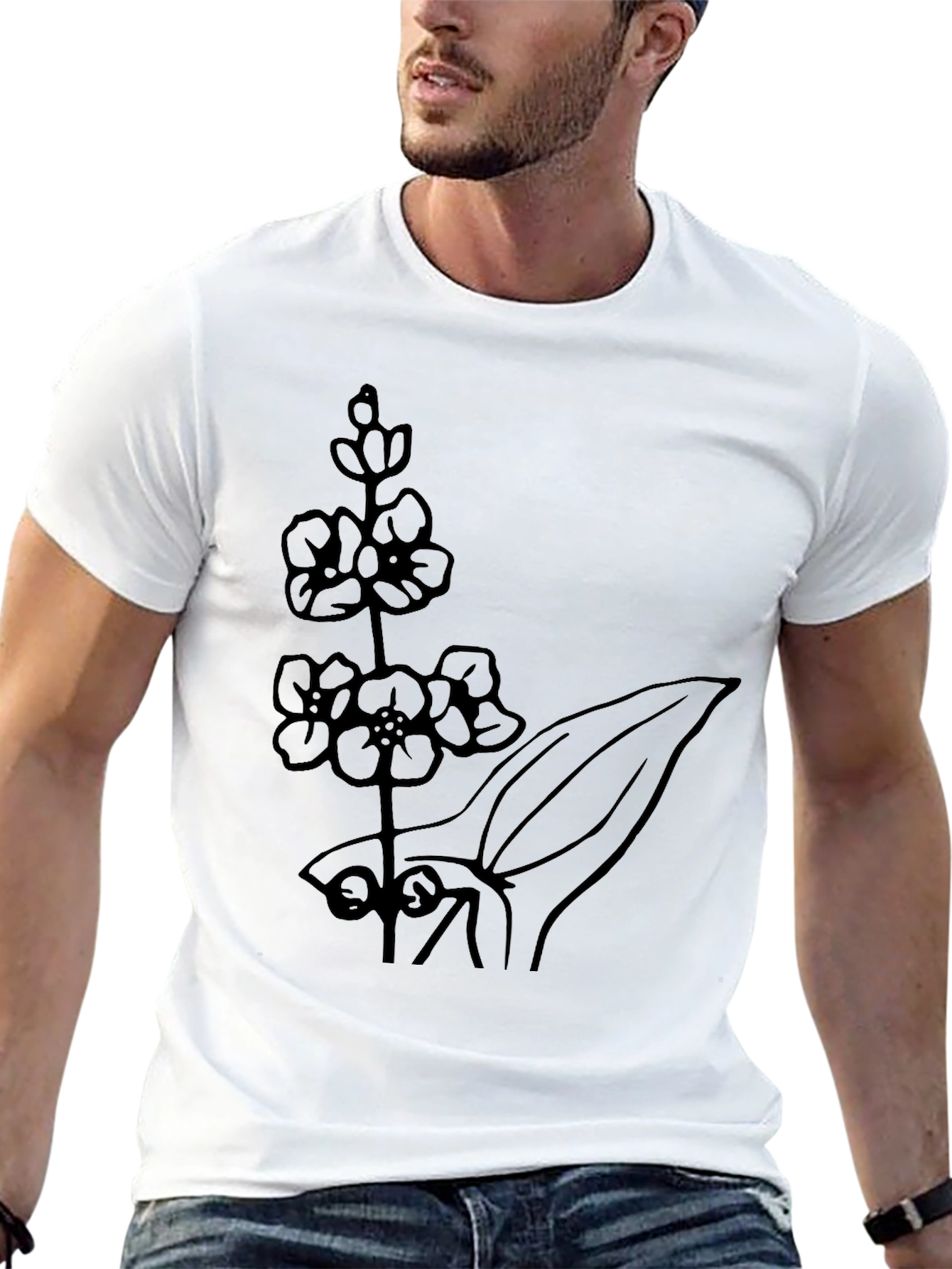 Black Floral Graphic Black T-Shirt view 13