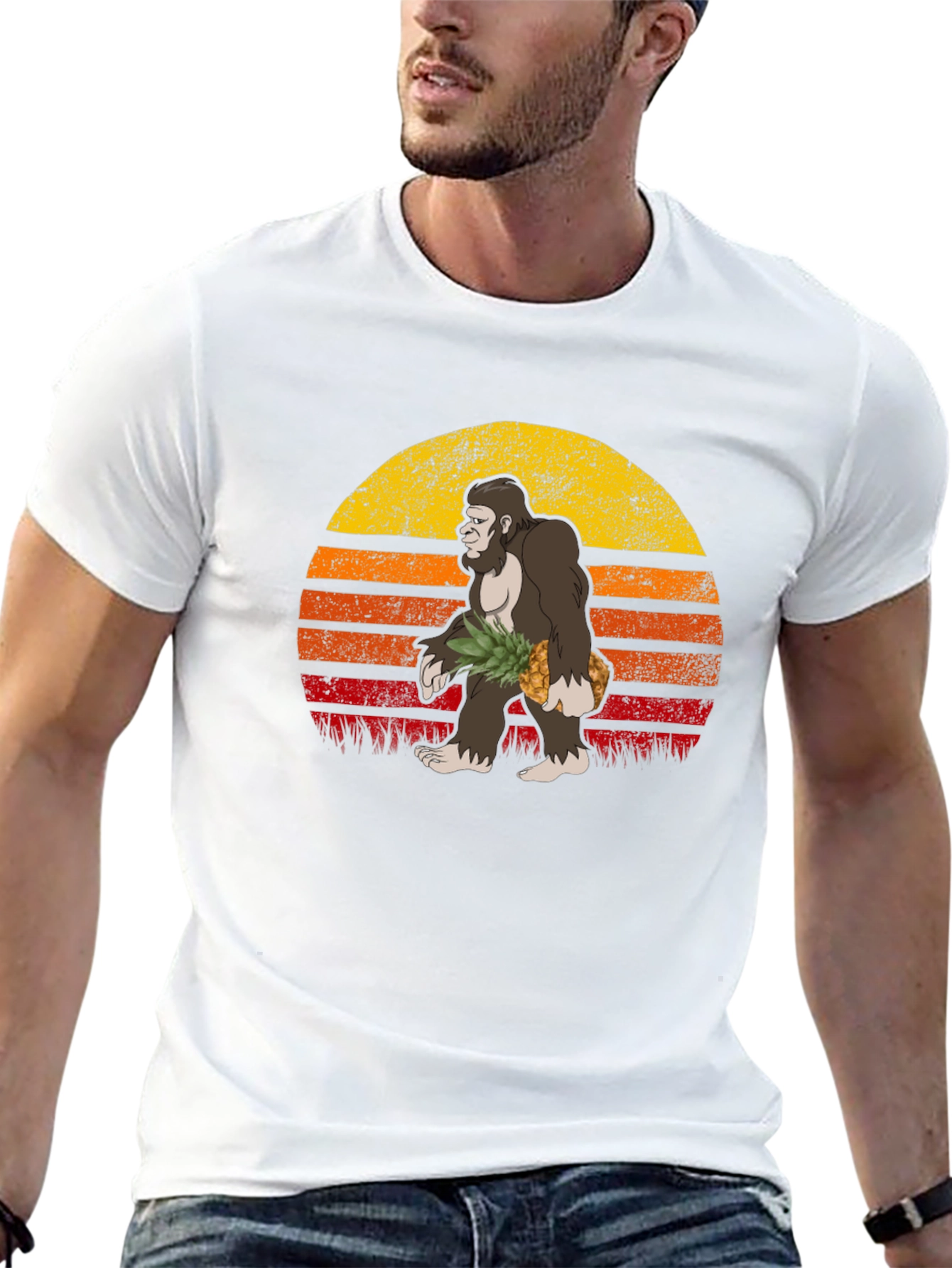 Black Bigfoot Pineapple Sunset Graphic Tee view 13