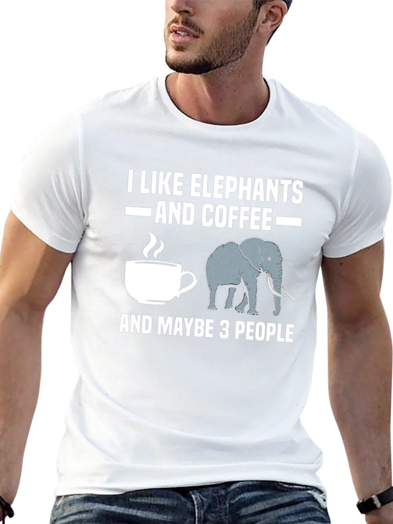 Black I Like Elephants and Coffee T-Shirt view 13
