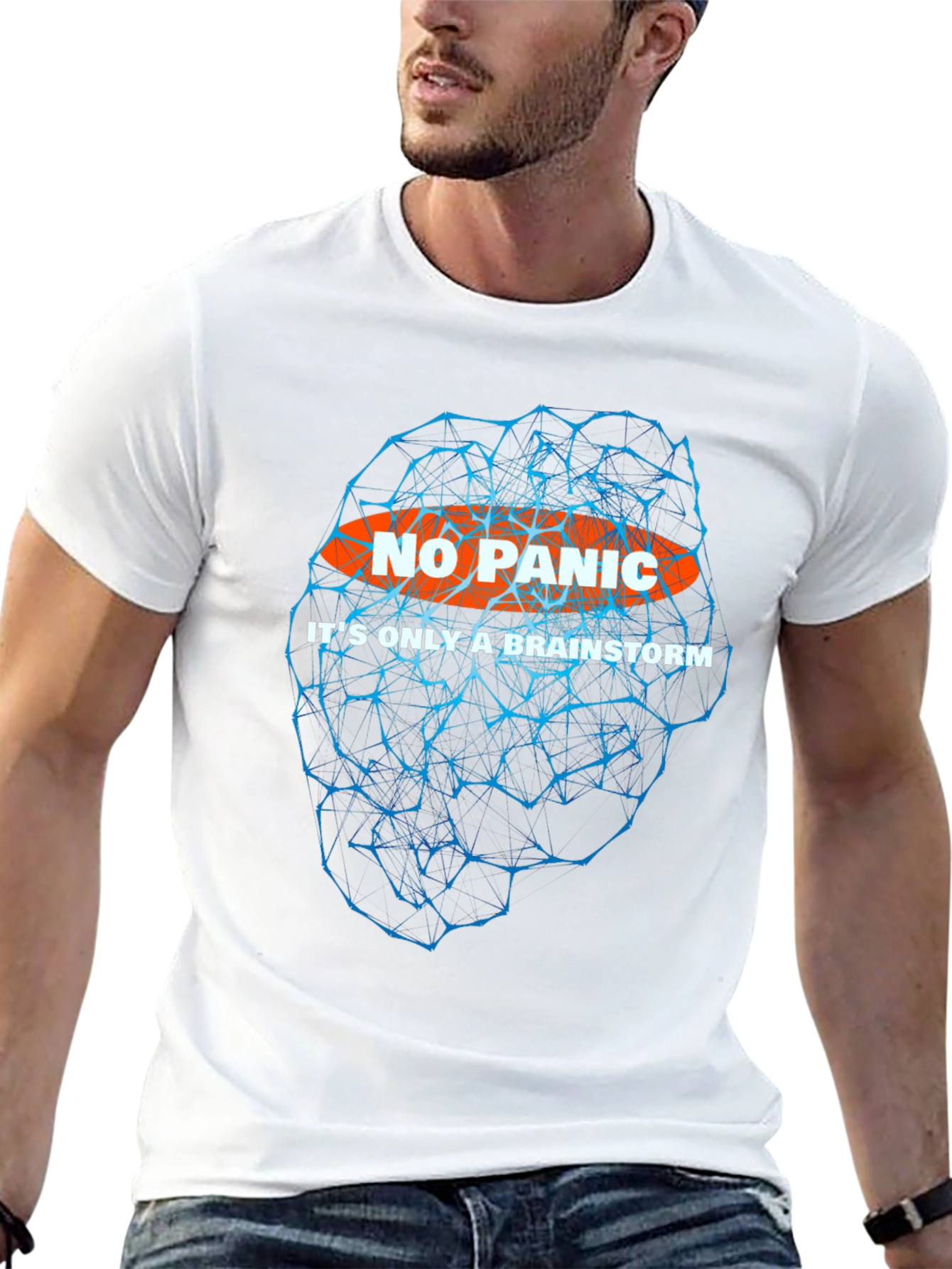 Black No Panic Brainstorm T-Shirt - Black Graphic Tee view 13