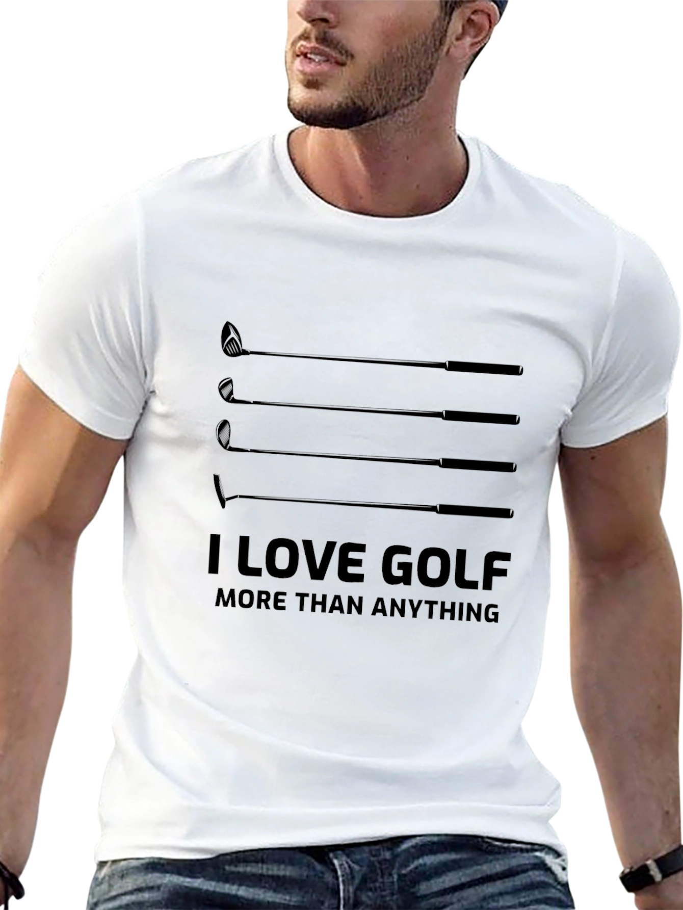 Black I Love Golf T-Shirt - Golf Clubs & Humorous Saying view 13
